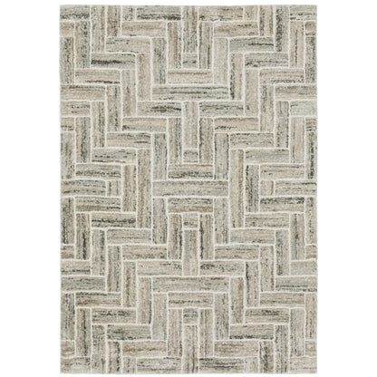 Cambria Ivory Beige Modern & Contemporary Herringbone Indoor Rug