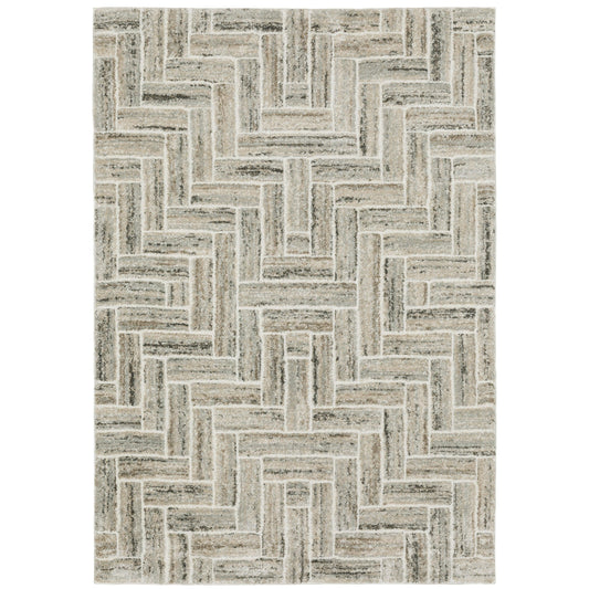 Cambria Ivory Beige Modern & Contemporary Herringbone Indoor Rug