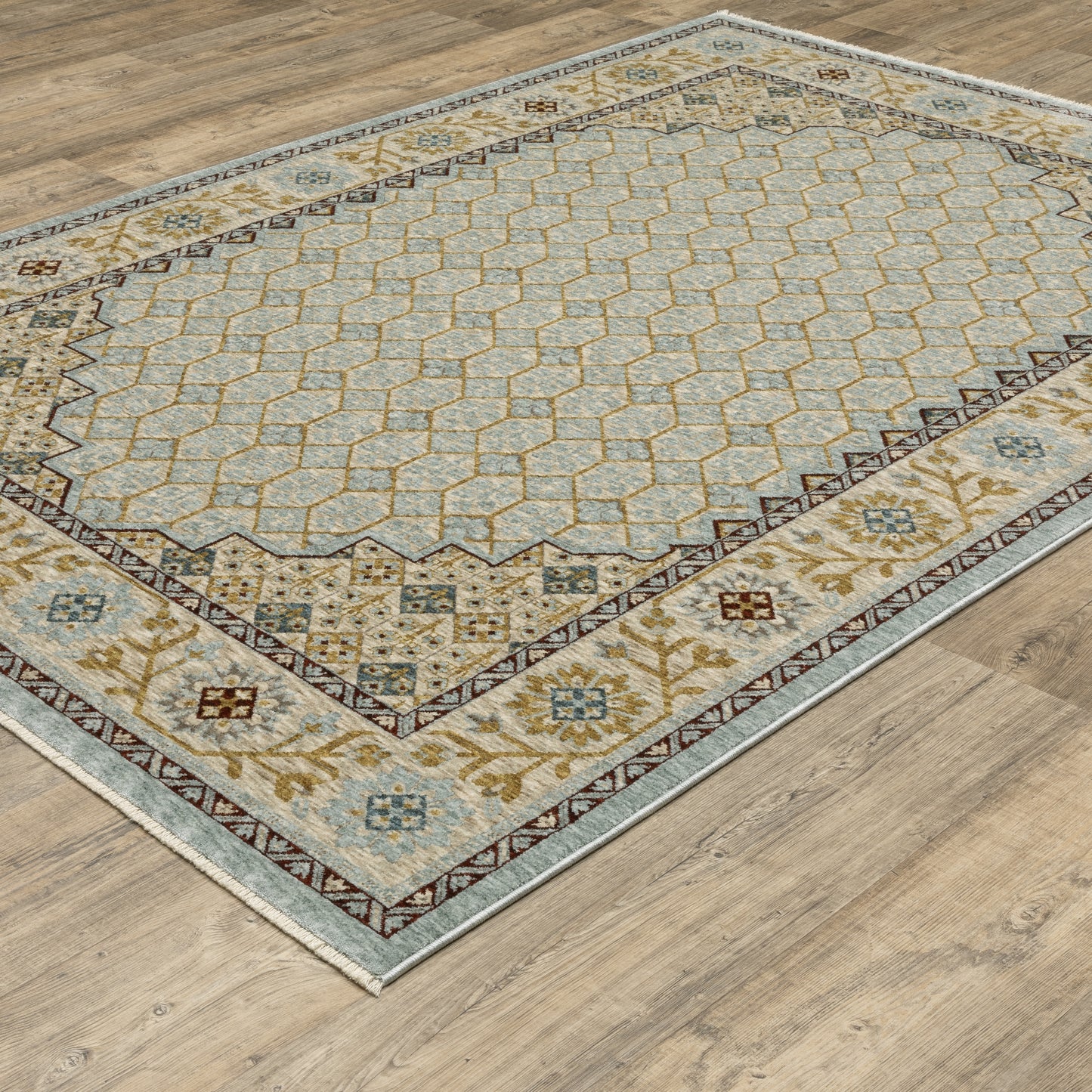 Capella Blue Gold Traditional Oriental Indoor Rug