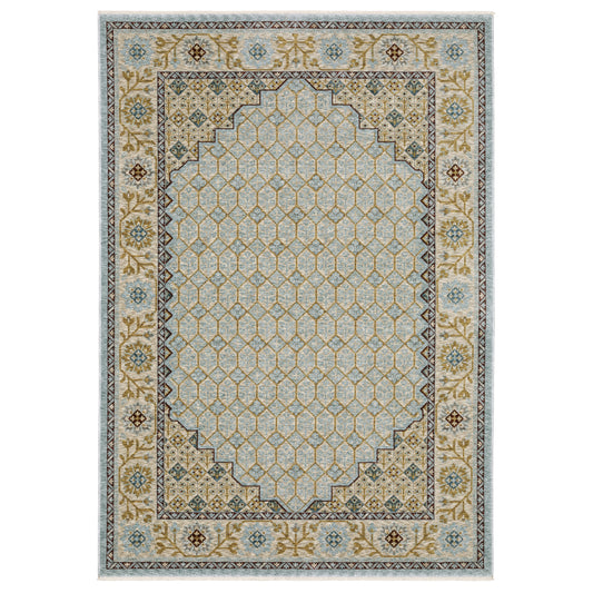 Capella Blue Gold Traditional Oriental Indoor Rug