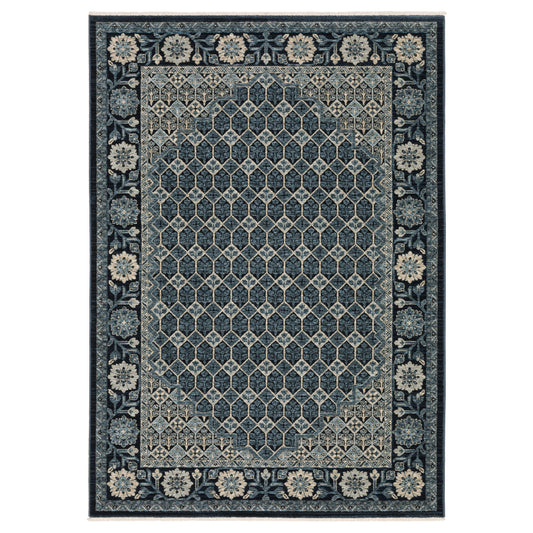 Capella Blue Ivory Traditional Oriental Indoor Rug