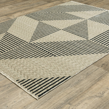 Capella Beige Navy Modern & Contemporary Geometric Indoor Rug