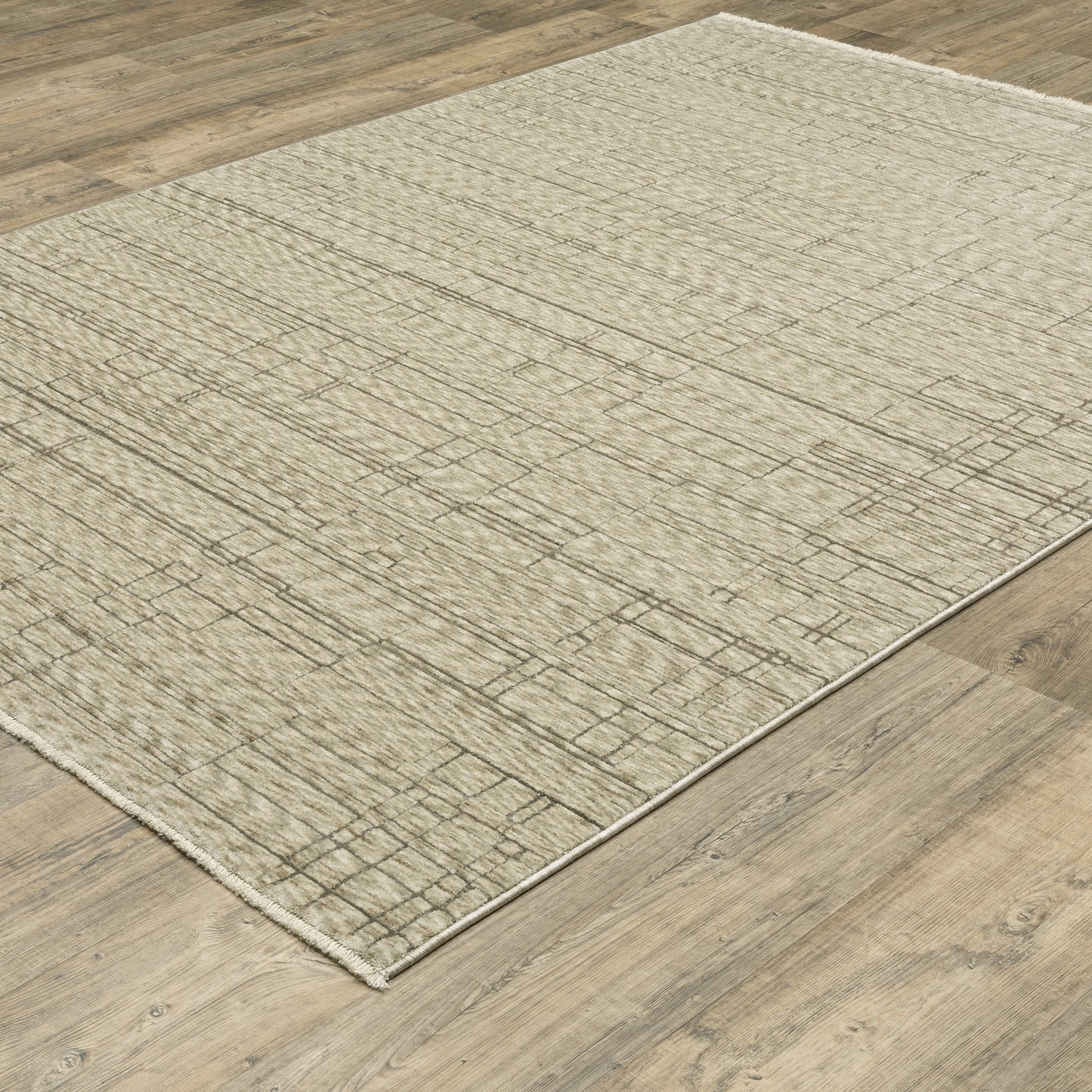 Capella Beige Brown Industrial Geometric Indoor Rug