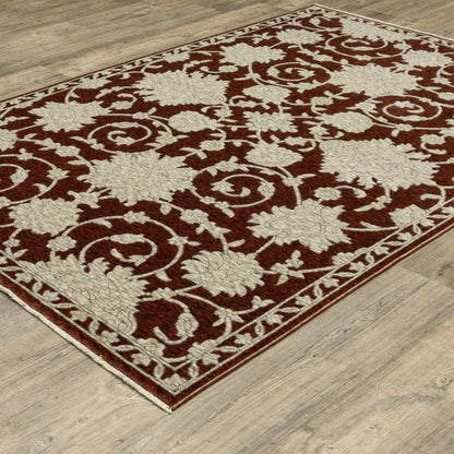 Capella Red Beige Traditional Floral Indoor Rug