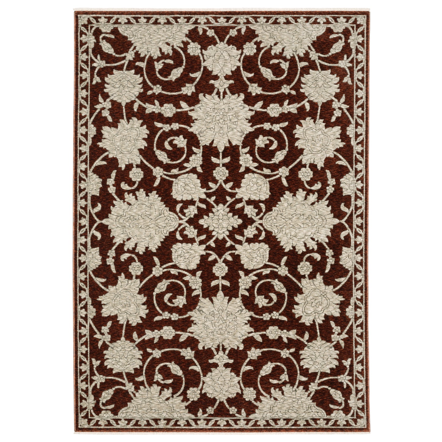 Capella Red Beige Traditional Floral Indoor Rug