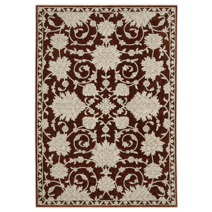 Capella Red Beige Traditional Floral Indoor Rug