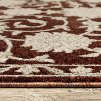 Capella Red Beige Traditional Floral Indoor Rug