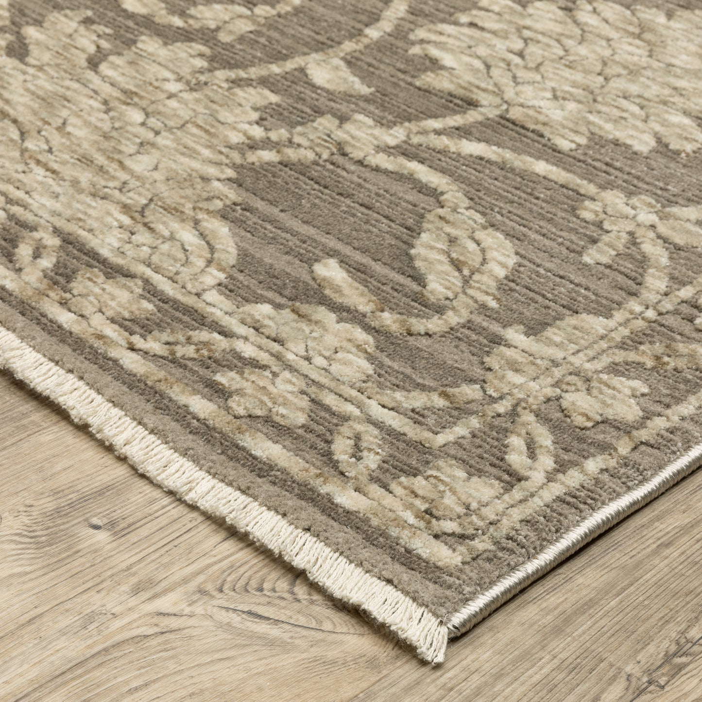 Capella Grey Beige Traditional Floral Indoor Rug