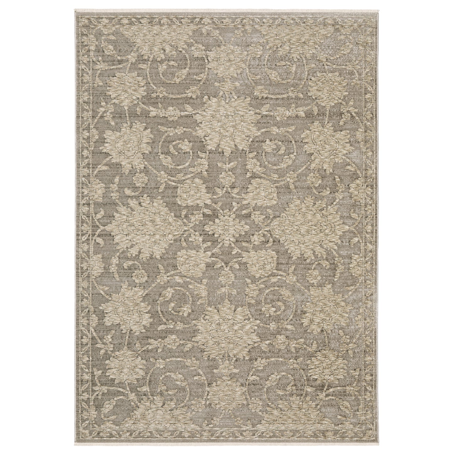 Capella Grey Beige Traditional Floral Indoor Rug