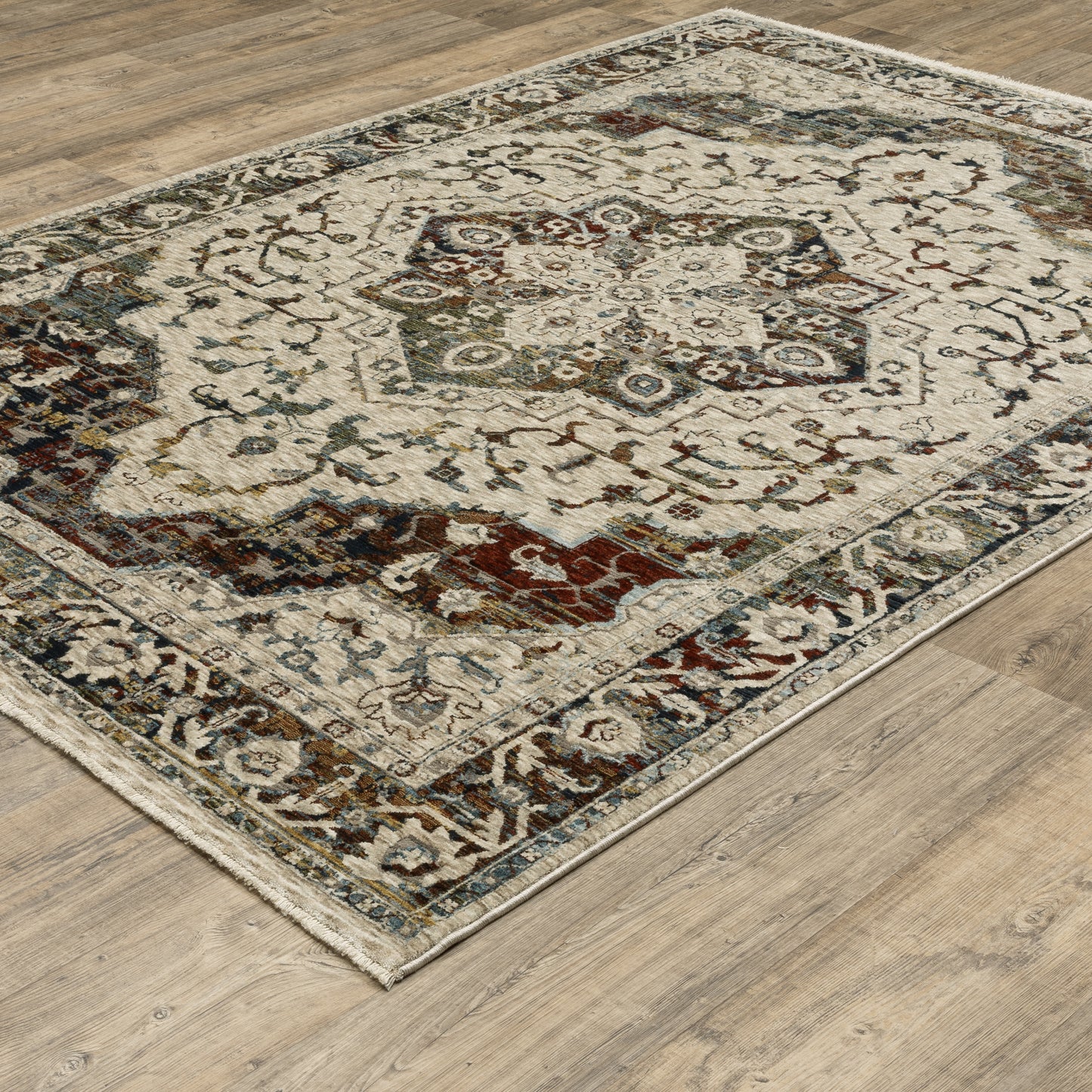 Capella Beige Multi Traditional Medallion Indoor Rug