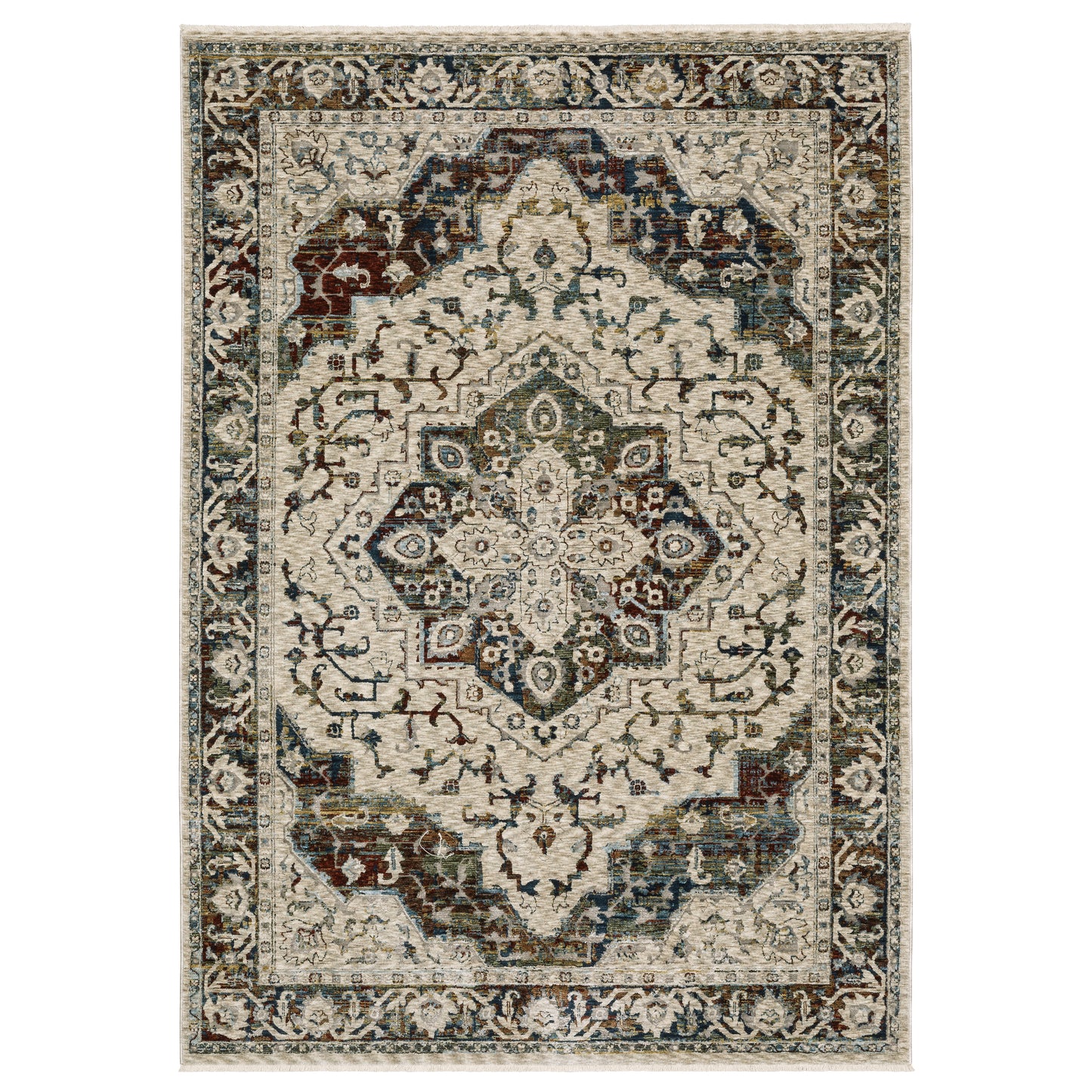 Capella Beige Multi Traditional Medallion Indoor Rug