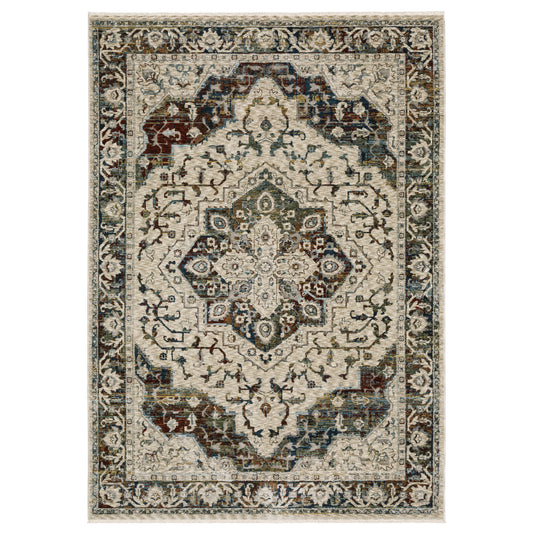 Capella Beige Multi Traditional Medallion Indoor Rug