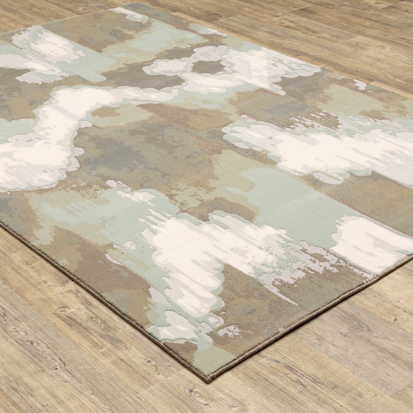 Capistrano Ivory Green Industrial Abstract Indoor Rug