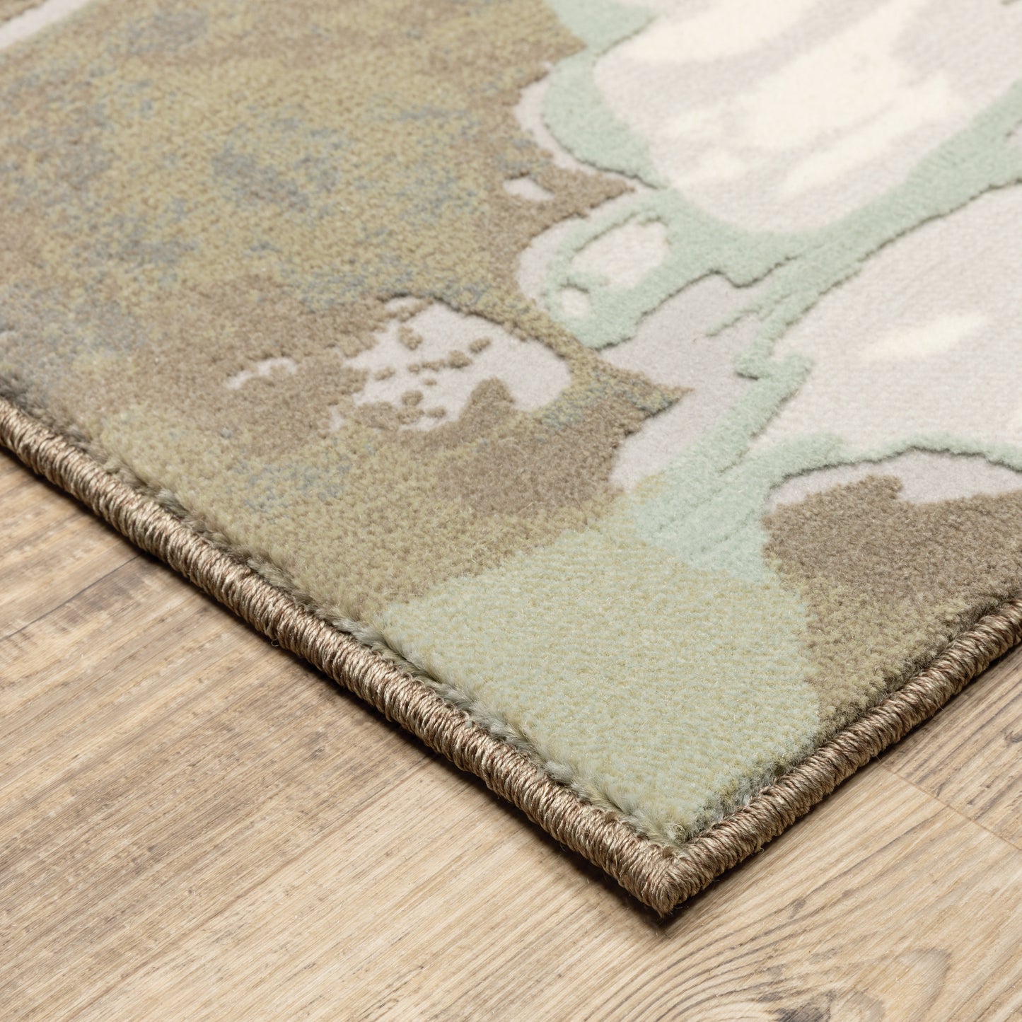 Capistrano Ivory Green Industrial Abstract Indoor Rug