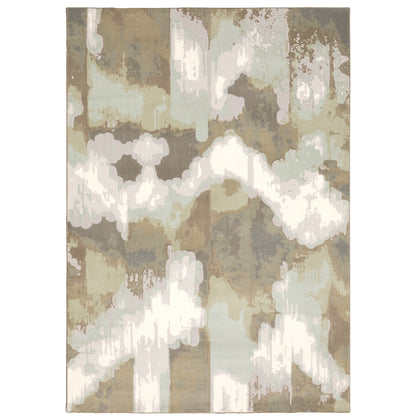 Capistrano Ivory Green Industrial Abstract Indoor Rug