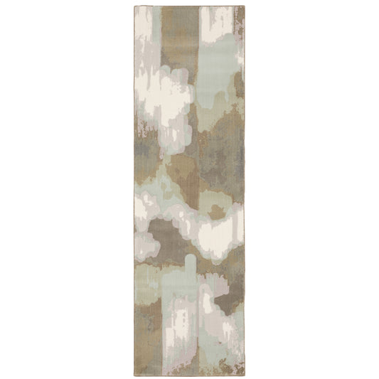 Capistrano Ivory Green Industrial Abstract Indoor Rug