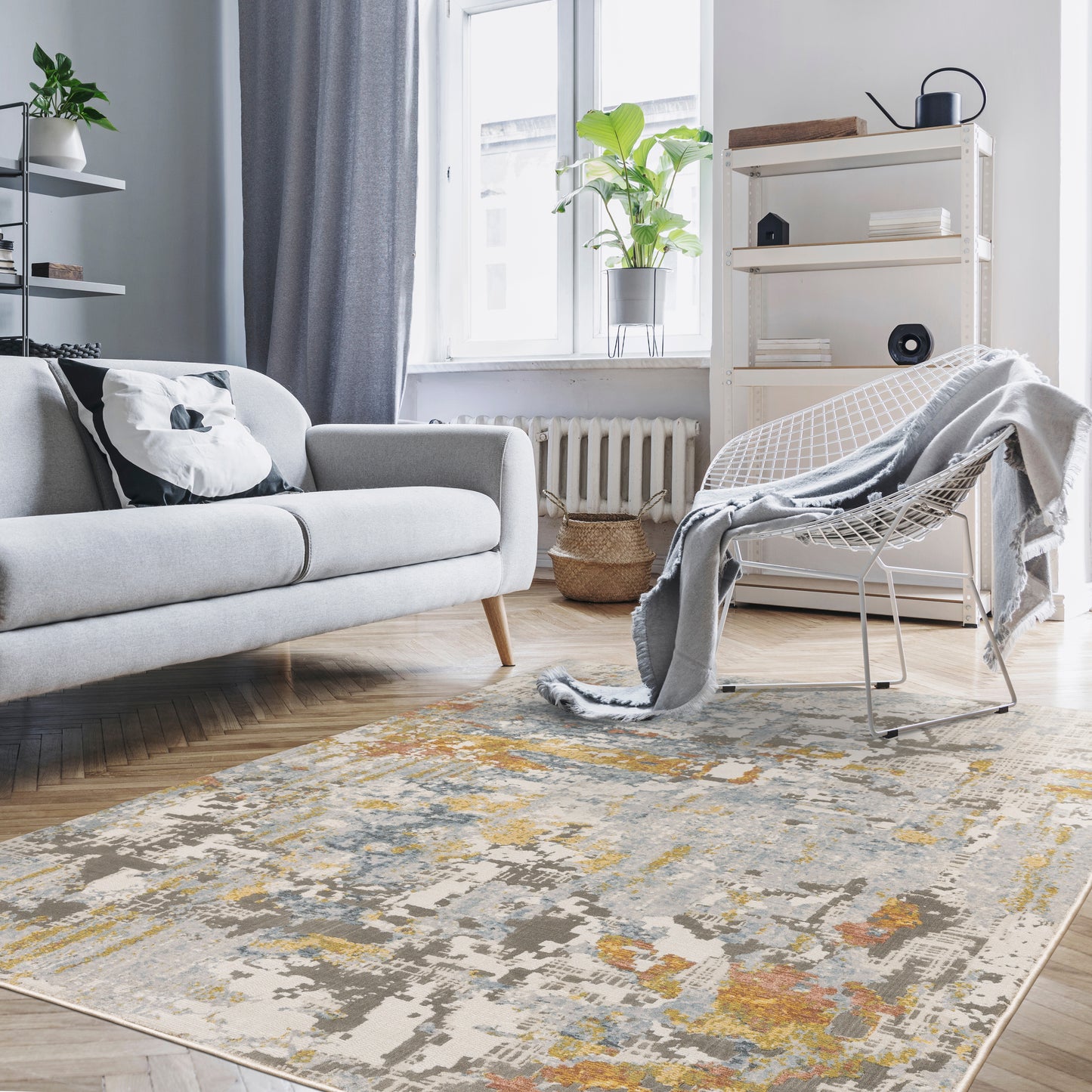 Caravan Grey Blue Modern & Contemporary Abstract Indoor Rug