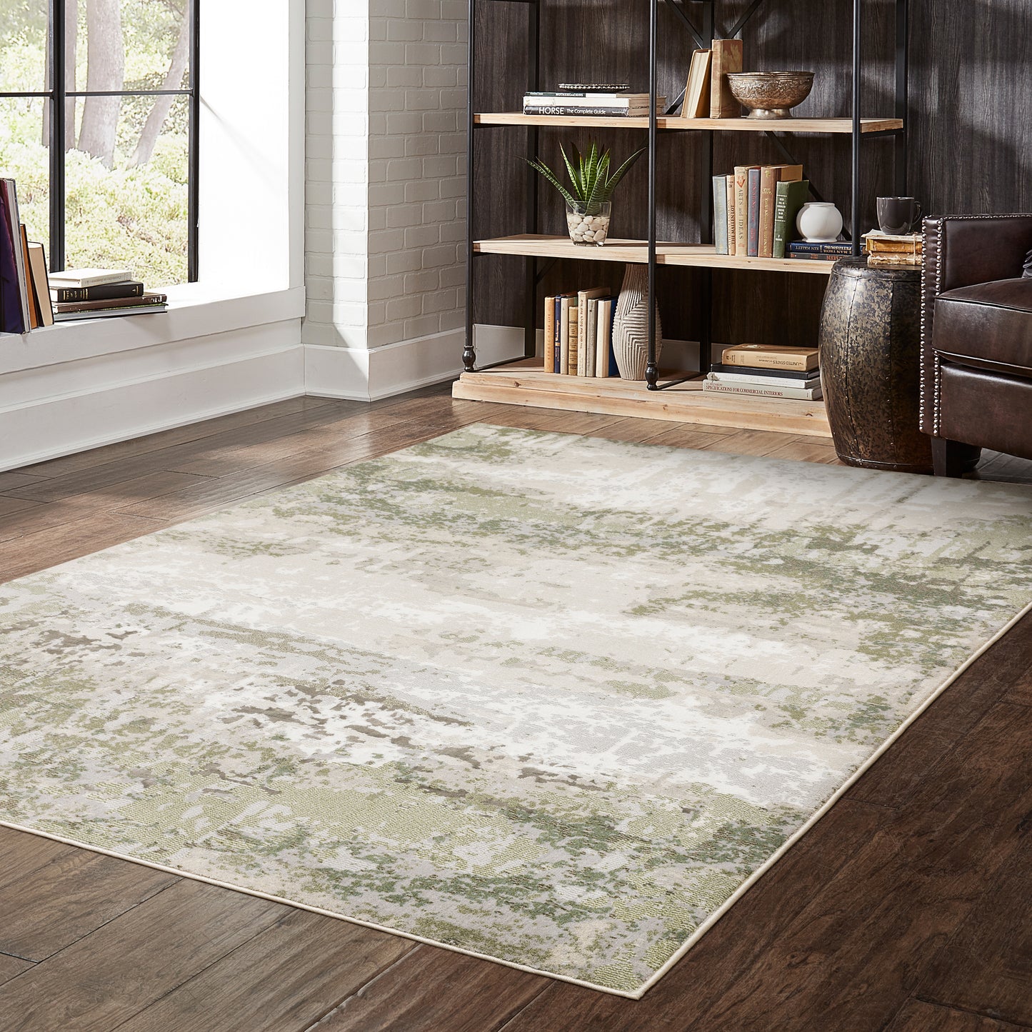 Caravan Beige Green Modern & Contemporary Abstract Indoor Rug