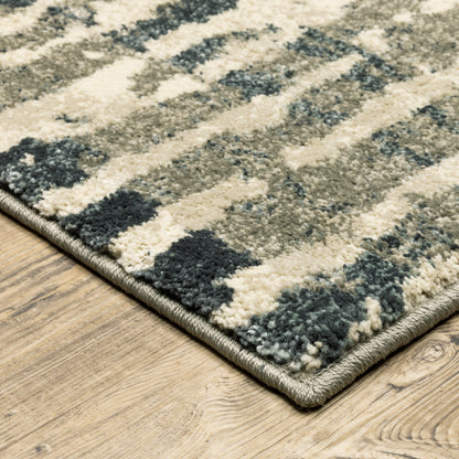 Carson Blue Beige Industrial Abstract Indoor Rug