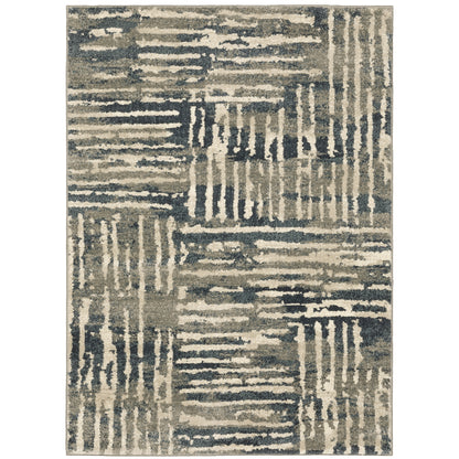 Carson Blue Beige Industrial Abstract Indoor Rug