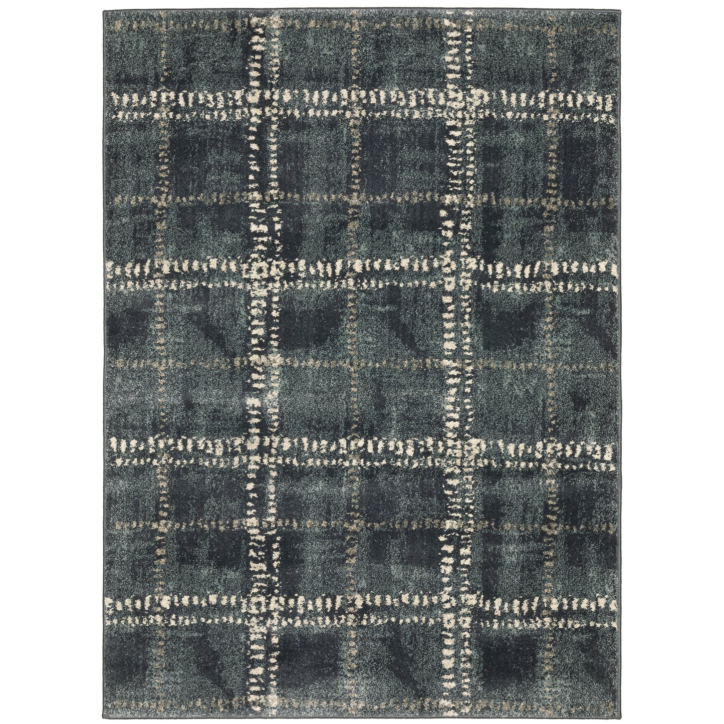 Carson Blue Ivory Industrial Geometric Indoor Rug