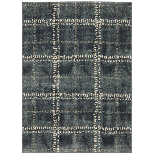 Carson Blue Ivory Industrial Geometric Indoor Rug