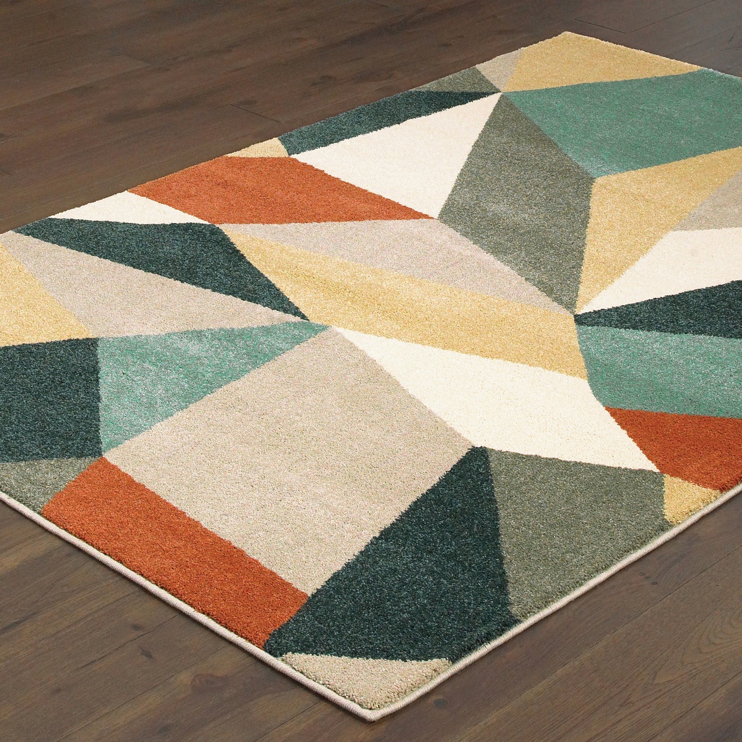 Carson Blue Orange Modern & Contemporary Geometric Indoor Rug