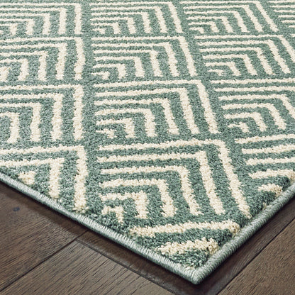 Carson Blue Ivory Transitional Geometric Indoor Rug