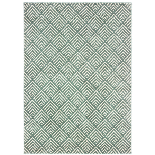 Carson Blue Ivory Transitional Geometric Indoor Rug