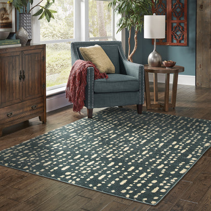 Carson Blue Ivory Industrial Abstract Indoor Rug