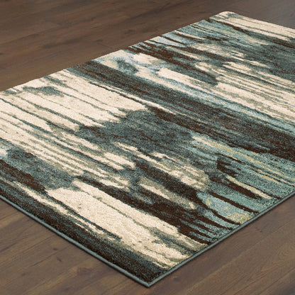 Carson Blue Brown Industrial Abstract Indoor Rug