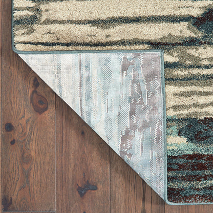 Carson Blue Brown Industrial Abstract Indoor Rug