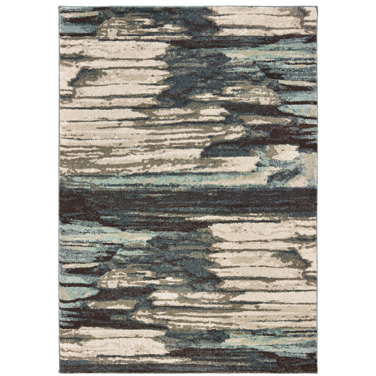 Carson Blue Brown Industrial Abstract Indoor Rug