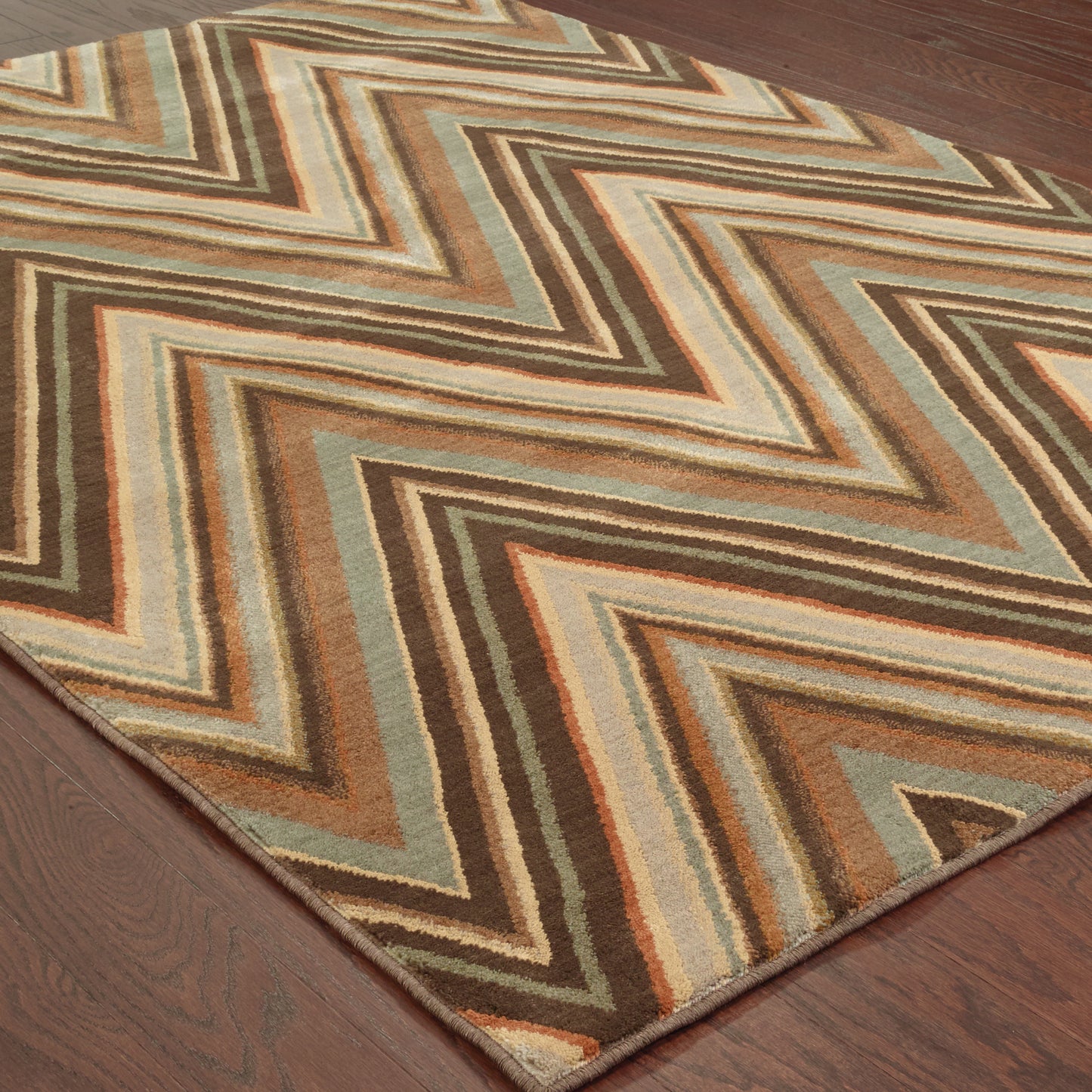 Casablanca Brown Blue Transitional Geometric Indoor Rug