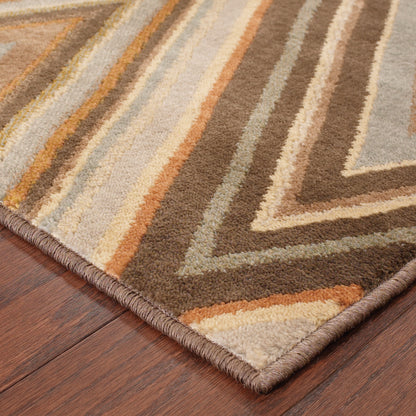 Casablanca Brown Blue Transitional Geometric Indoor Rug