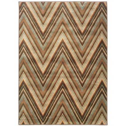 Casablanca Brown Blue Transitional Geometric Indoor Rug