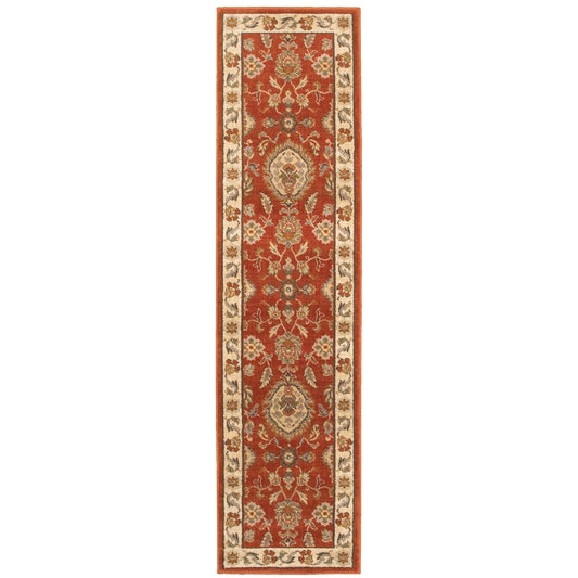 Casablanca Red Beige Transitional Floral Indoor Rug