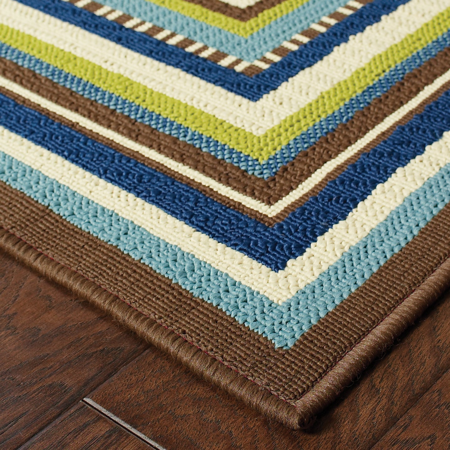 Caspian Ivory Blue Casual Border Indoor/Outdoor Rug