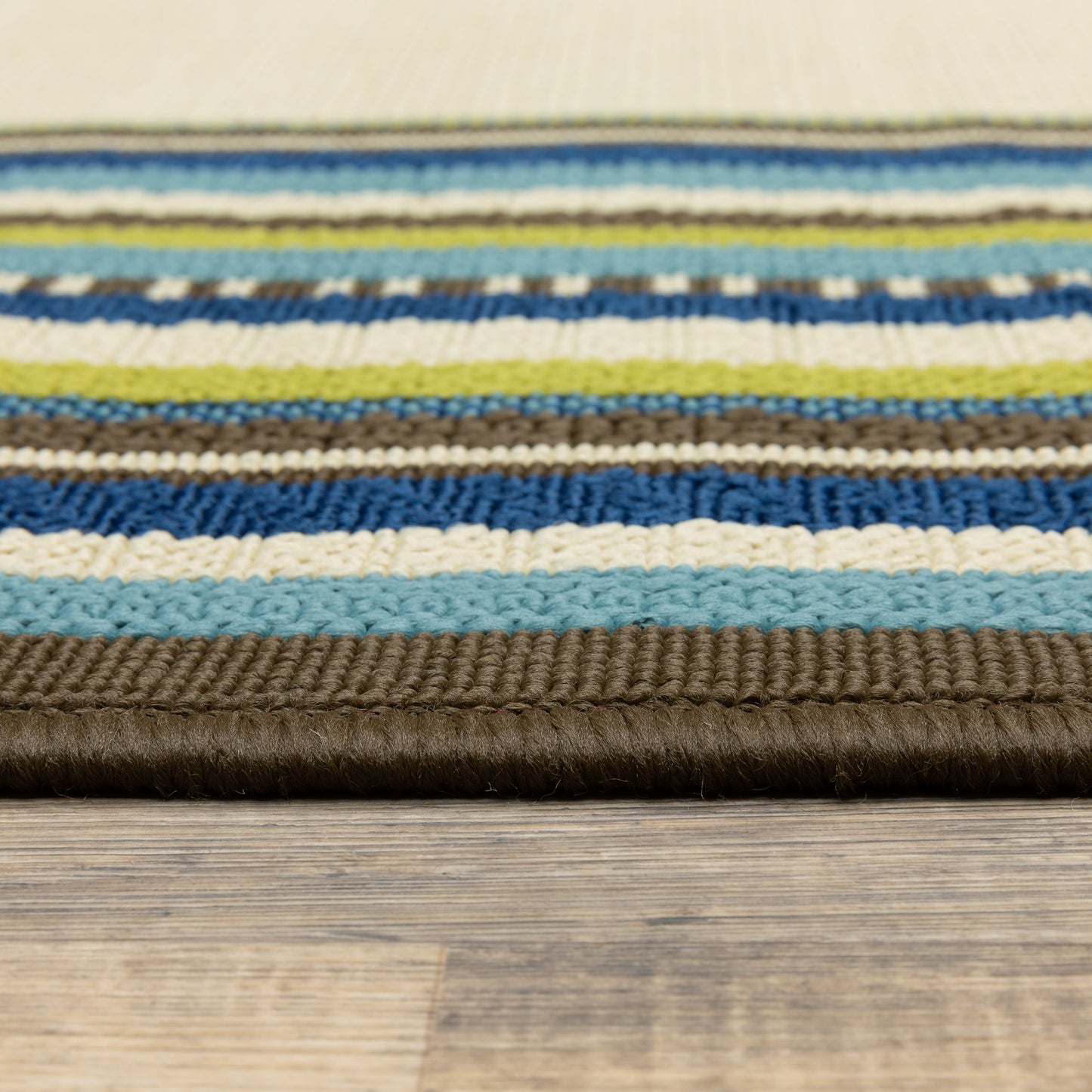 Caspian Ivory Blue Casual Border Indoor/Outdoor Rug