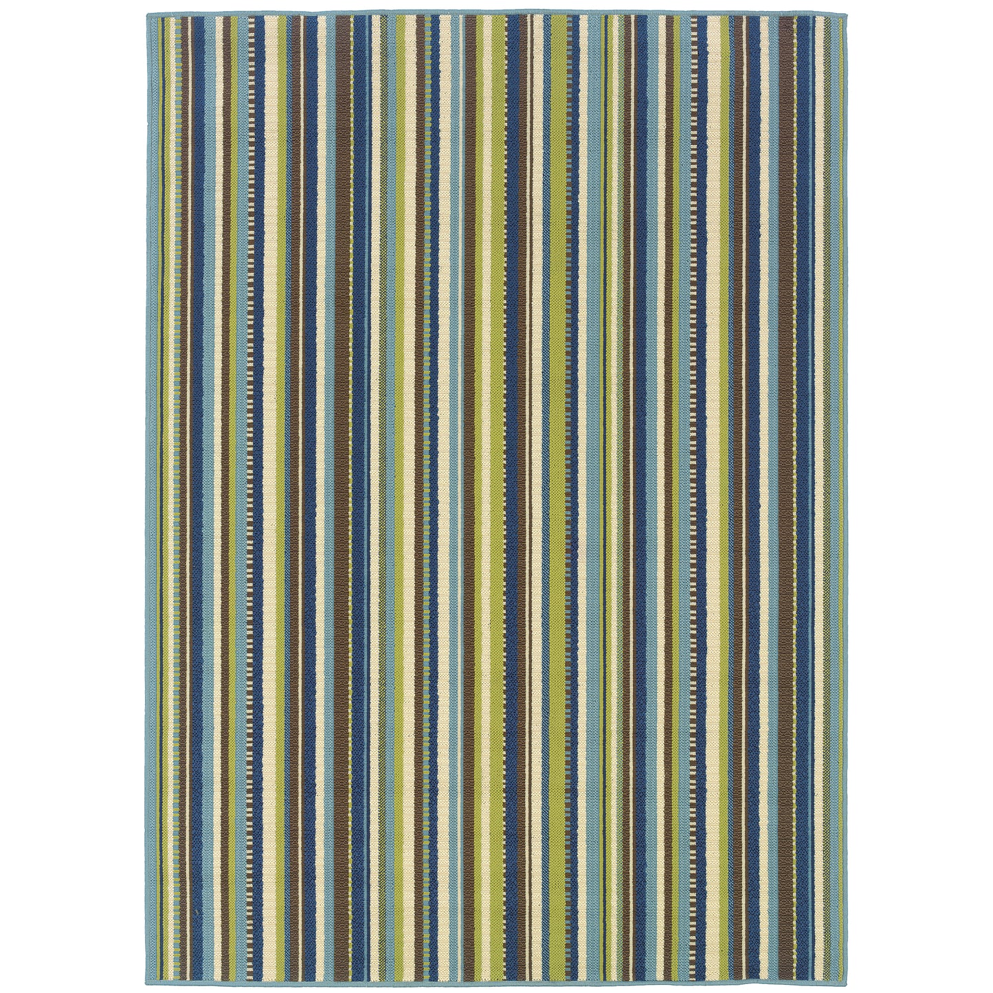 Caspian Blue Brown Transitional Striped Indoor/Outdoor Rug