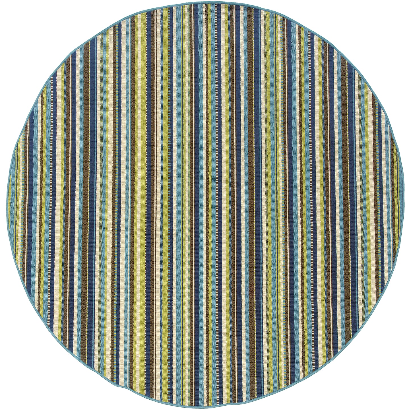 Caspian Blue Brown Transitional Striped Indoor/Outdoor Rug