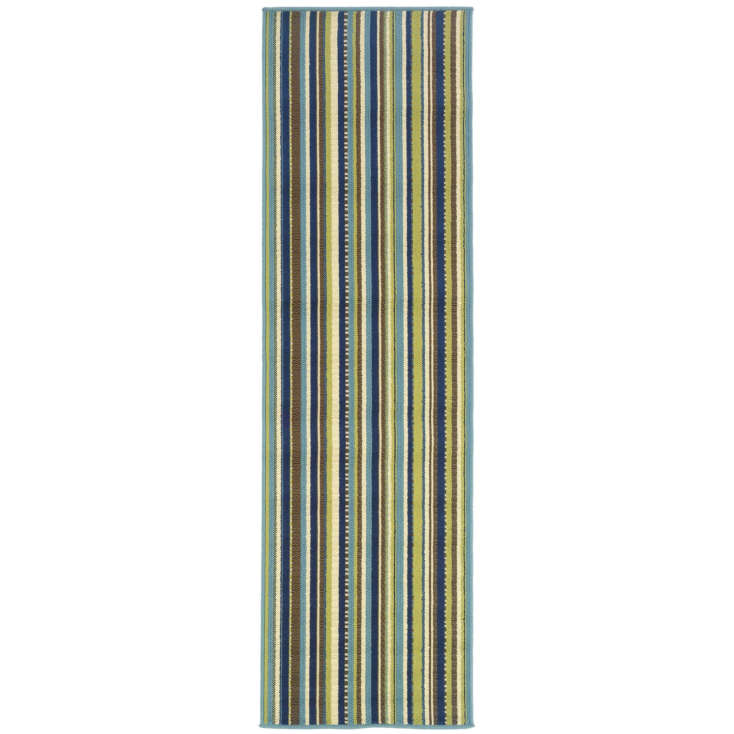 Caspian Blue Brown Transitional Striped Indoor/Outdoor Rug