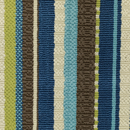 Caspian Blue Brown Transitional Striped Indoor/Outdoor Rug