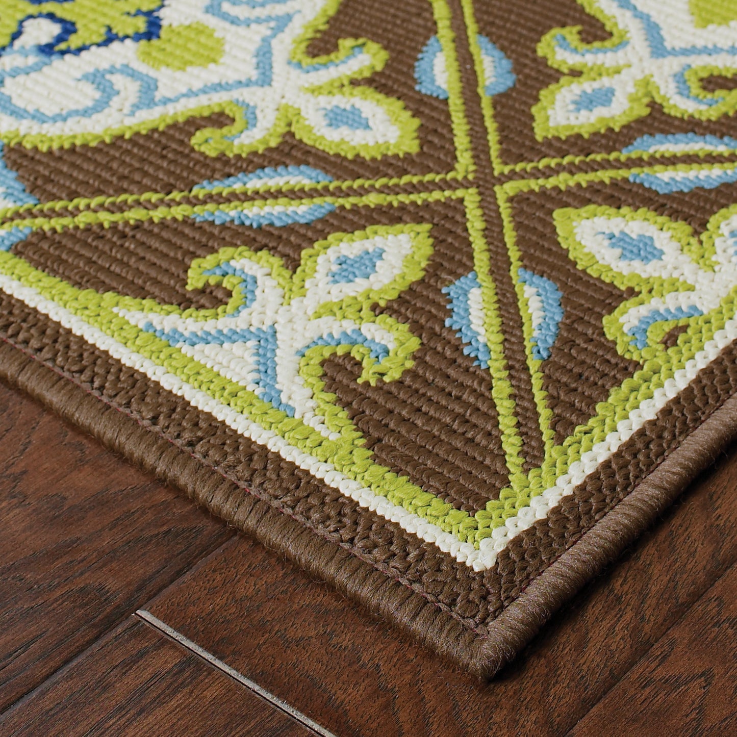 Caspian Brown Ivory Transitional Trellis Indoor/Outdoor Rug