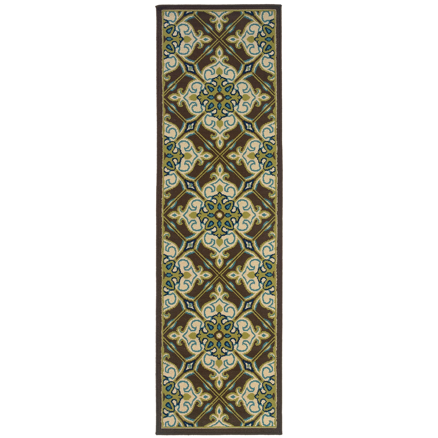 Caspian Brown Ivory Transitional Trellis Indoor/Outdoor Rug