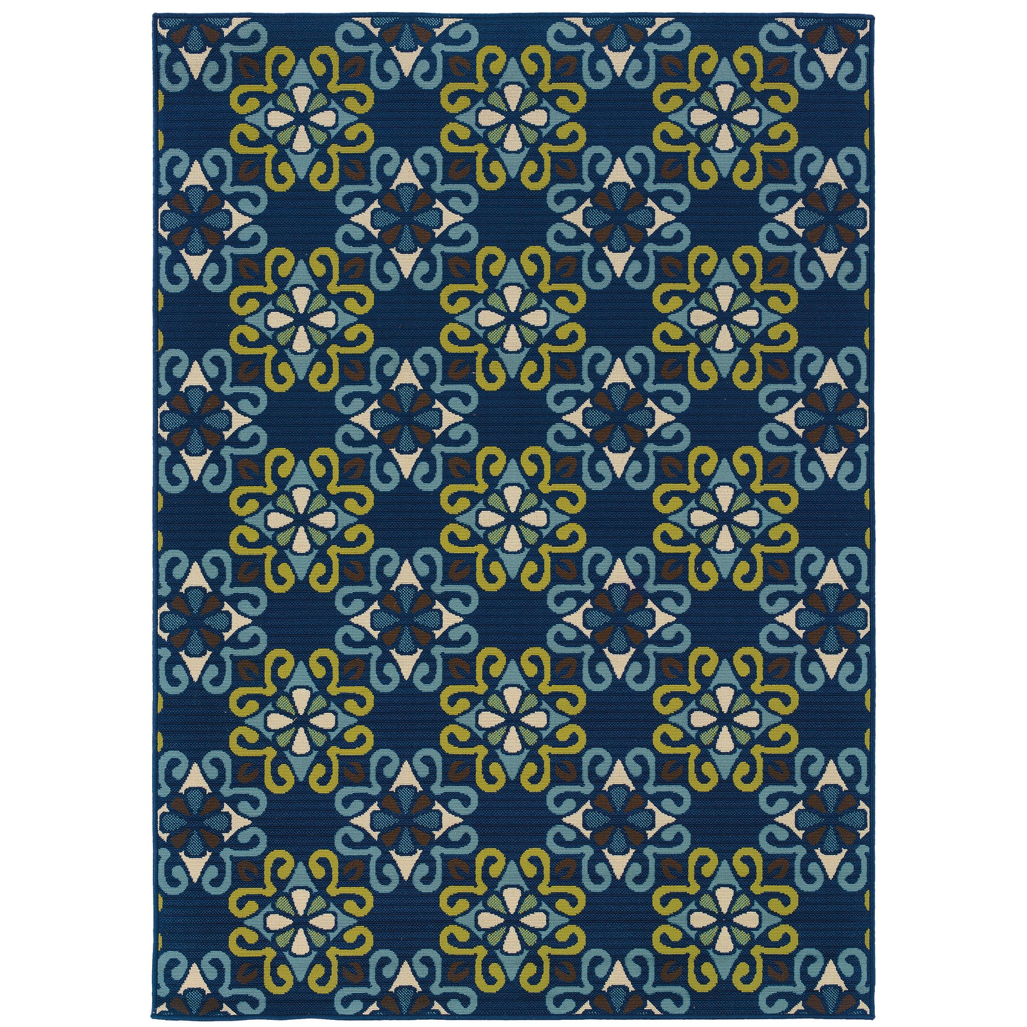 Caspian Blue Green Casual Floral Indoor/Outdoor Rug