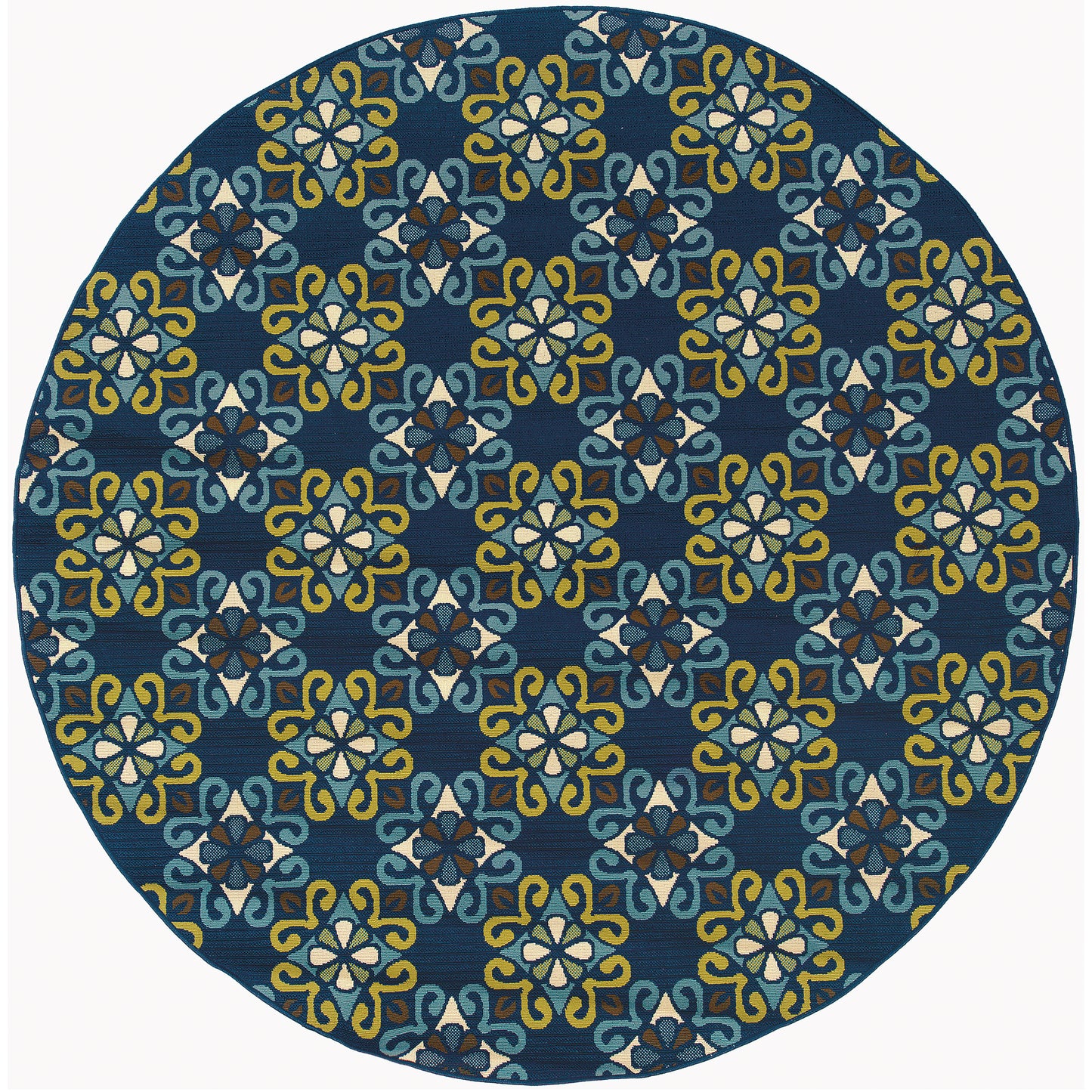 Caspian Blue Green Casual Floral Indoor/Outdoor Rug