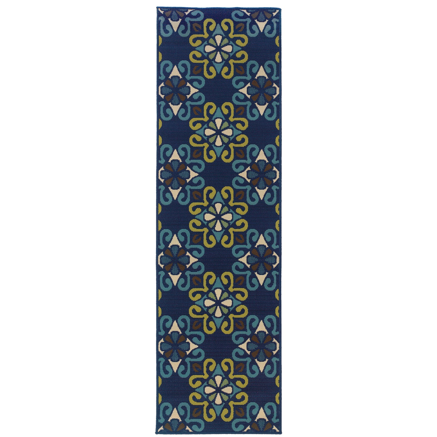 Caspian Blue Green Casual Floral Indoor/Outdoor Rug