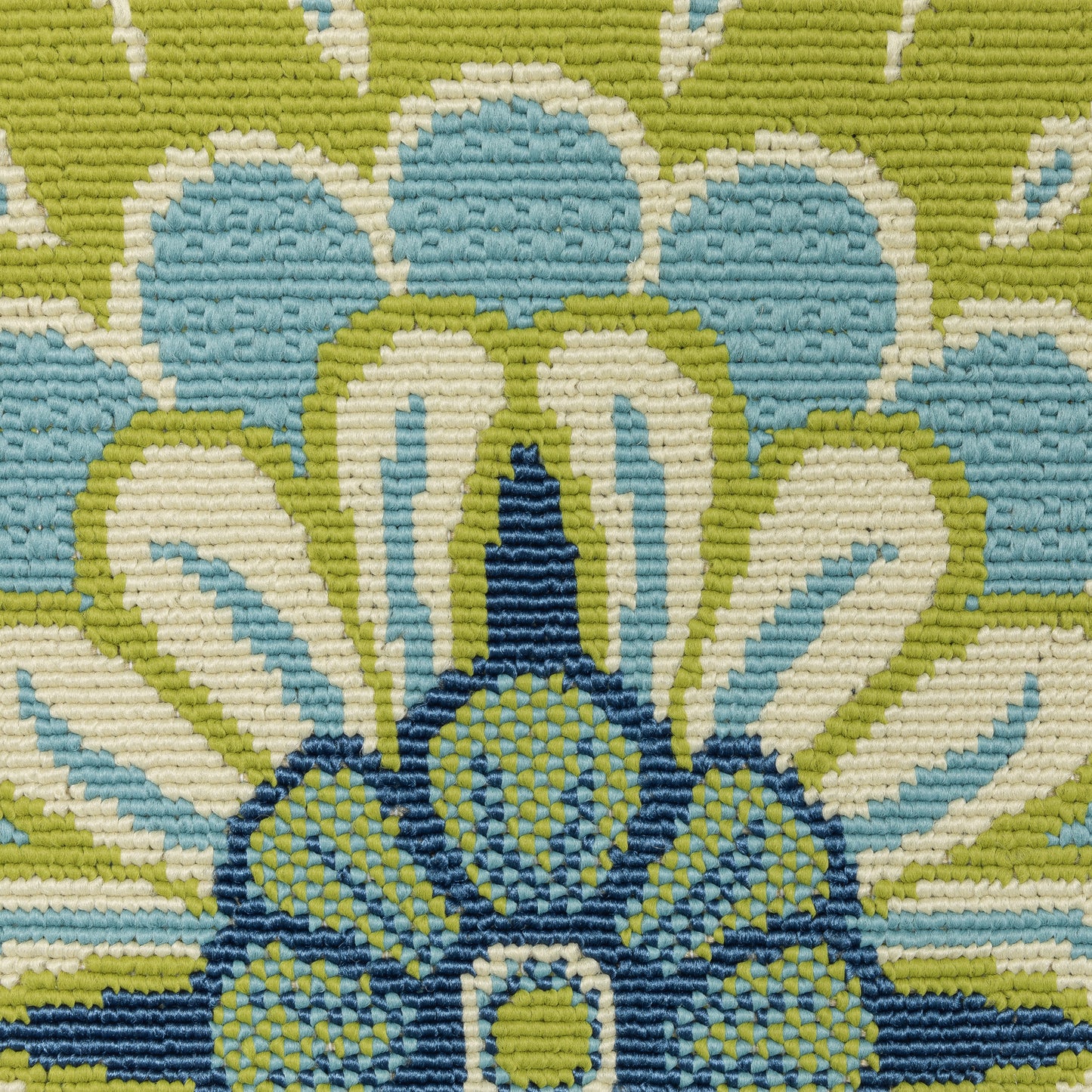 Caspian Green Ivory Transitional Floral Indoor/Outdoor Rug