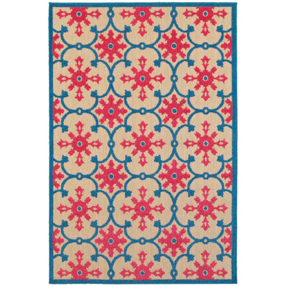 Cayman Pink Blue Transitional Floral Indoor/Outdoor Rug